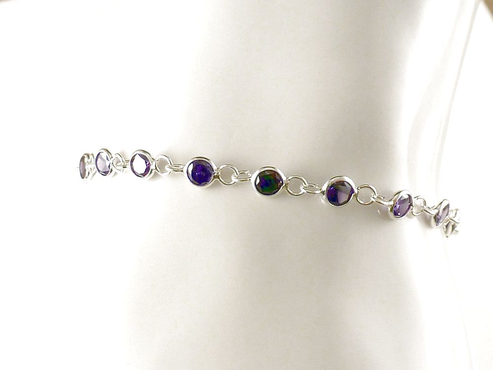 Armband 925 Silber mit Zirkonia lila – Bild 2
