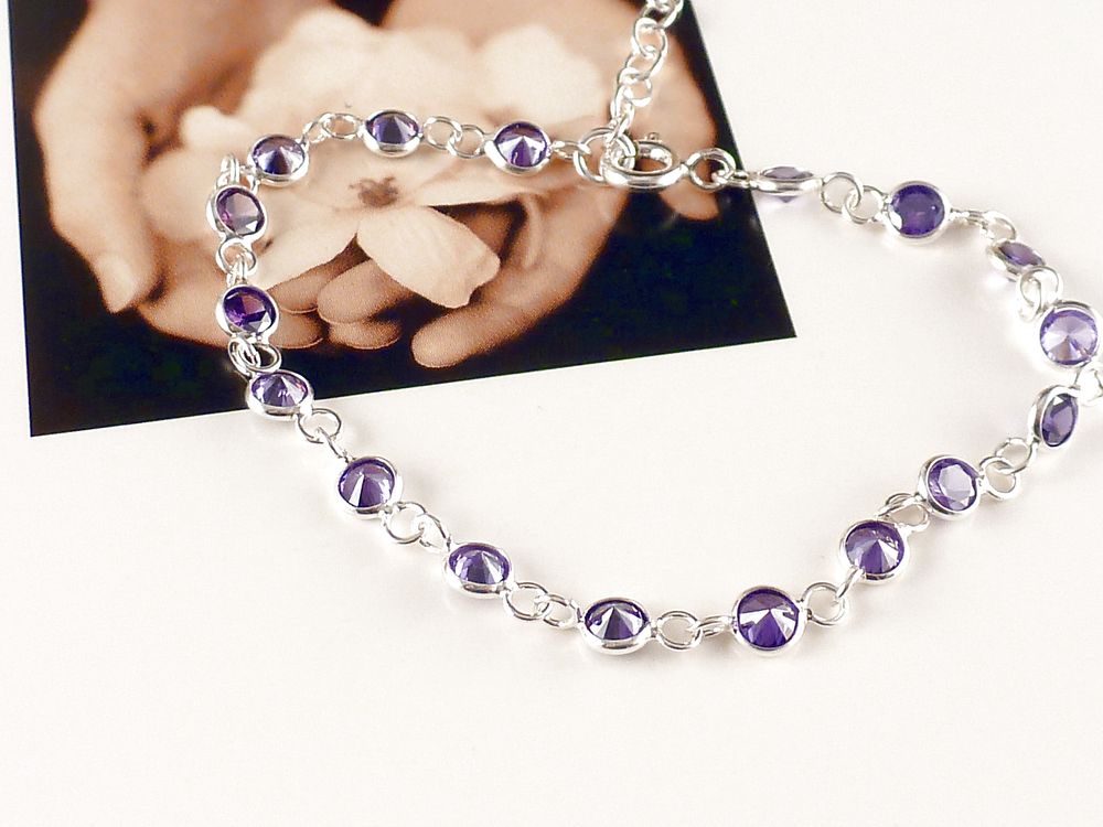 Armband 925 Silber mit Zirkonia lila