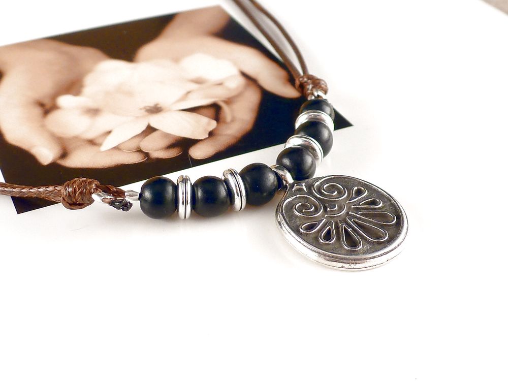 Kette Stoffband mit Anhänger Amulett – Bild 4