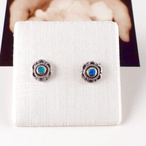 Ohrringe Ohrstecker 925 Silber Blume mit Opal