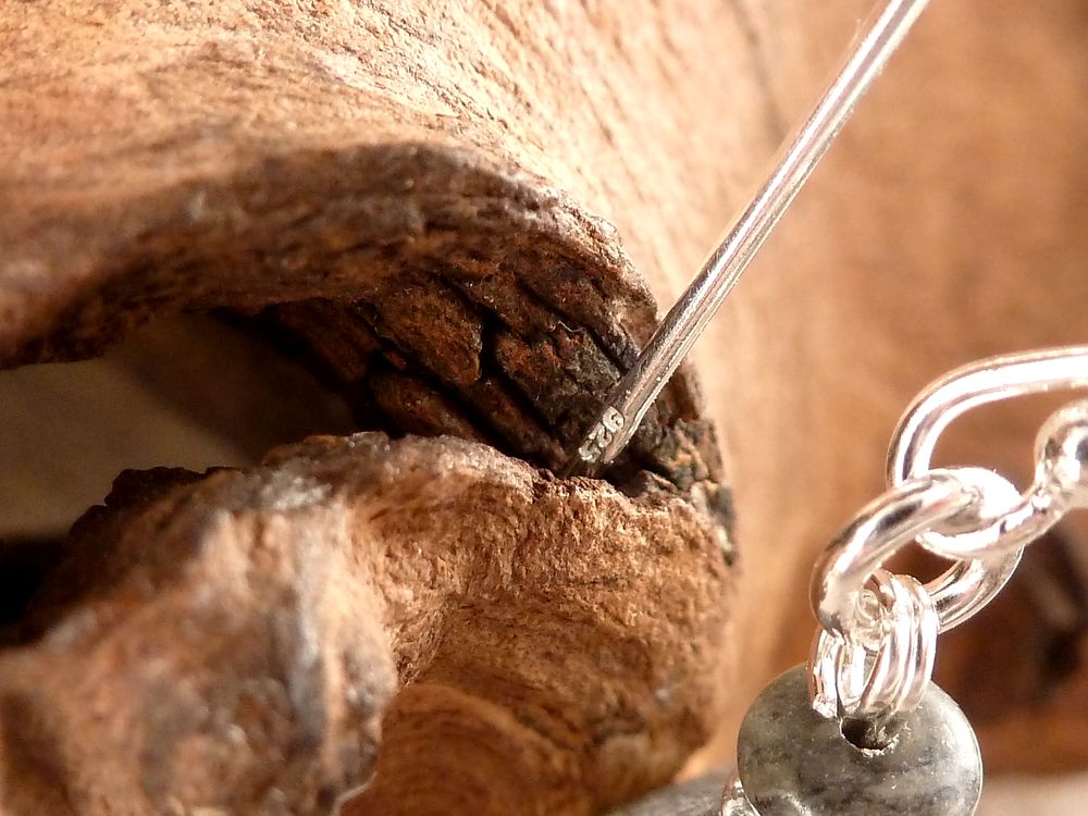 Ohrringe Holzwürfel und 925 Silber Perlen – Bild 2