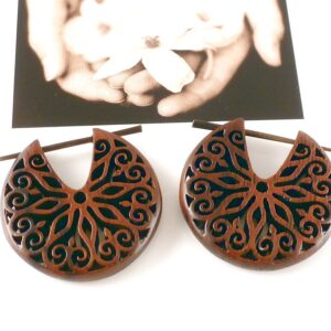 Creolen Holz Blumen Mandala