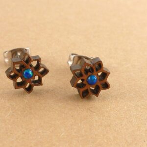 Ohrringe Holz Blumen Opal