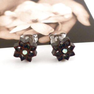 Ohrringe Holz Blumen Opal