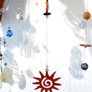 Dekohänger Metall Sonne mit Spirale Rost
