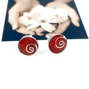 Ohrstecker 925 Silber Koralle mit Spirale