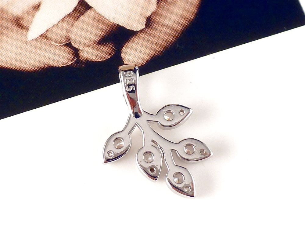 Anhänger 925 Silber Blatt mit Zirkonia – Bild 2