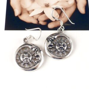 Ohrringe 925 Silber Sonne und Mond