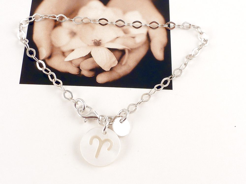 Armband 925 Silber mit Sternzeichen aus Perlmutt – Bild 6