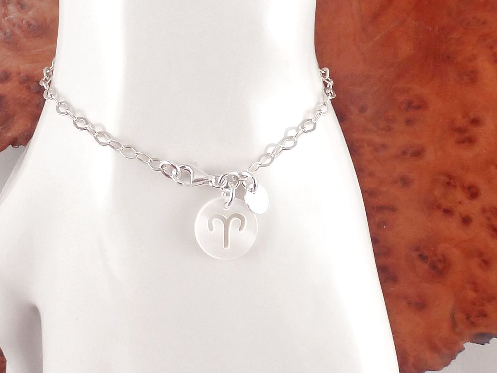 Armband 925 Silber mit Sternzeichen aus Perlmutt – Bild 4
