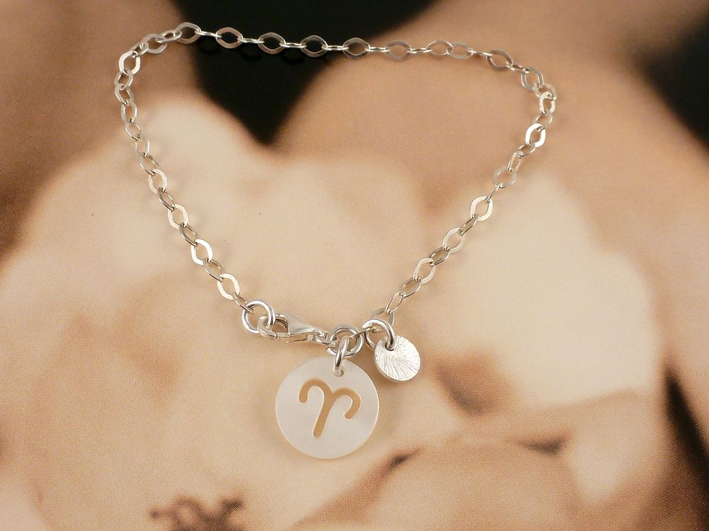 Armband 925 Silber mit Sternzeichen aus Perlmutt – Bild 3