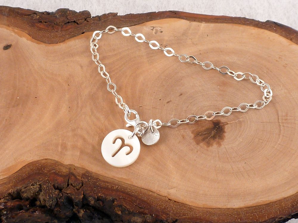 Armband 925 Silber mit Sternzeichen aus Perlmutt