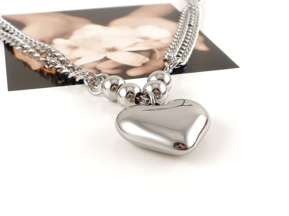 Kette Edelstahl mit Herz vergoldet – Bild 9