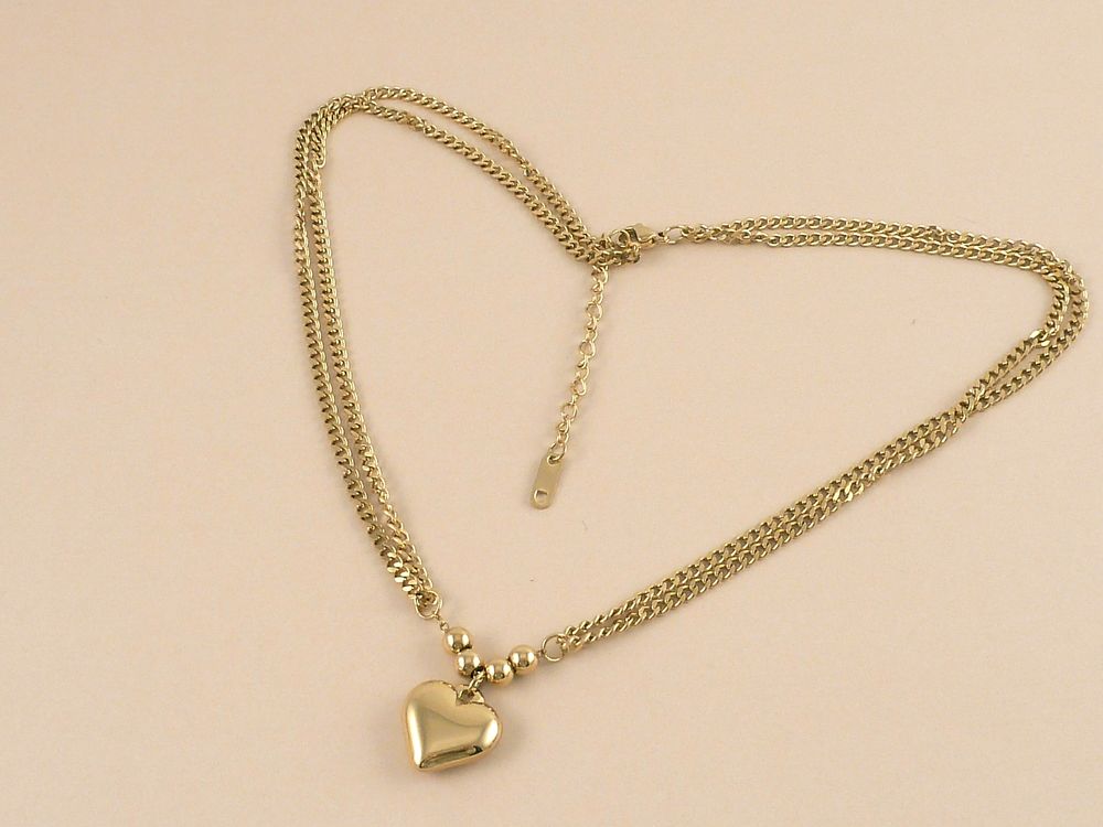 Kette Edelstahl mit Herz vergoldet – Bild 6