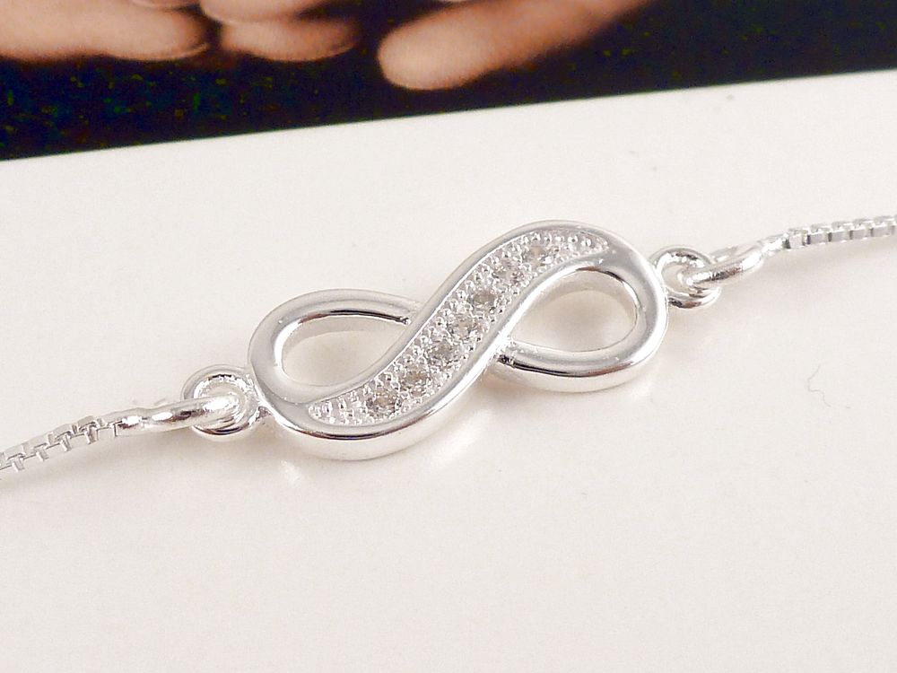 Armband 925 Sterling Silber Unendlichkeit mit Zirkonia – Bild 6