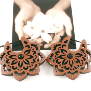 Creolen Holz Blumen Mandala