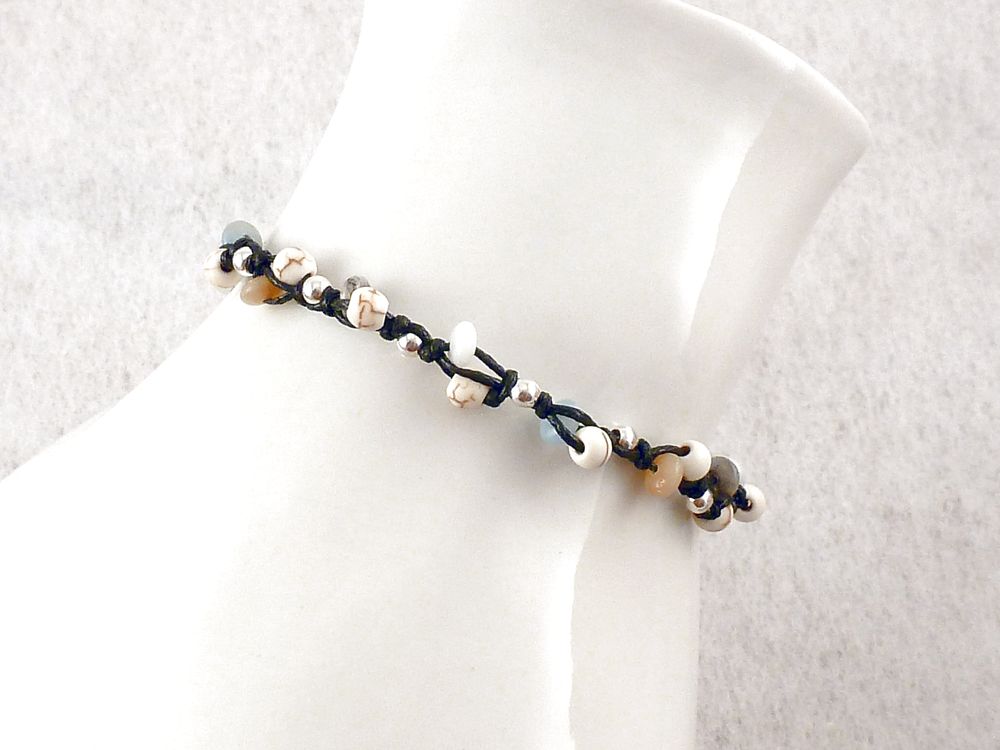 Armband Andenopal Edelstein mit 925 Silber Perlen – Bild 4