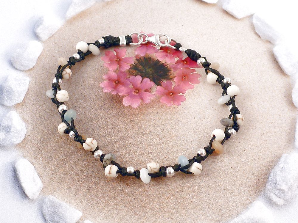 Armband Andenopal Edelstein mit 925 Silber Perlen