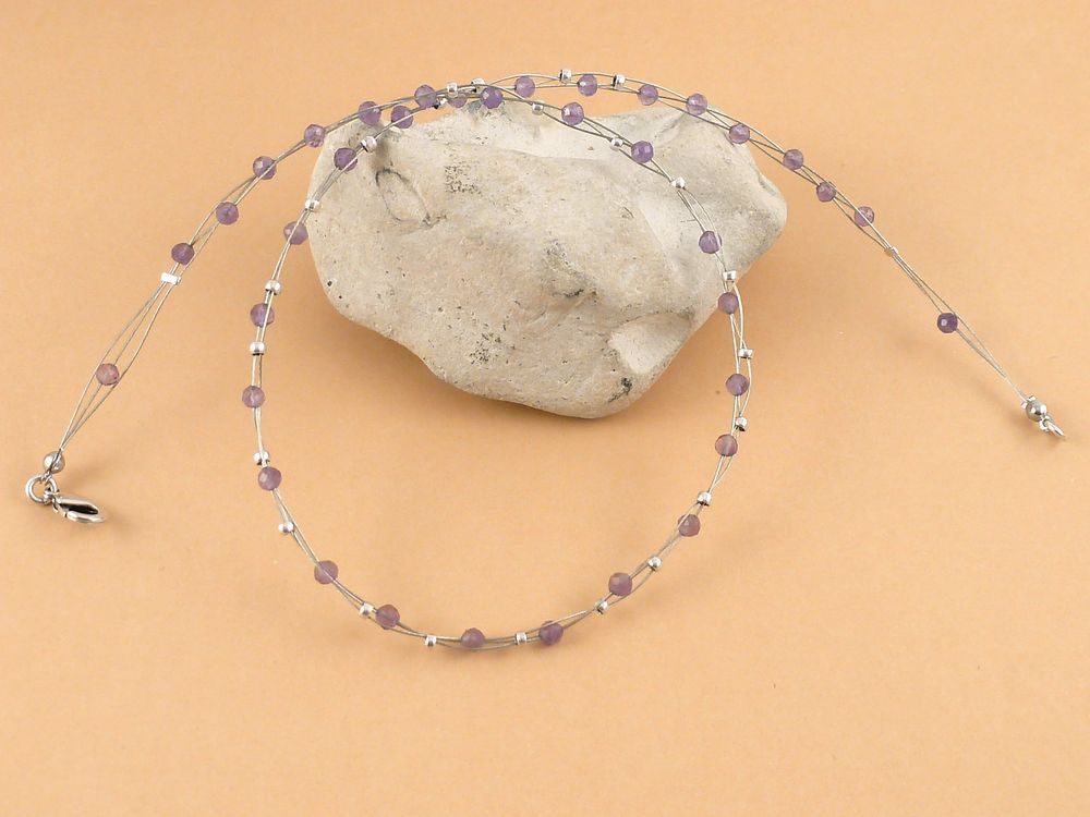 Halskette mit Amethyst Edelstein Perlen – Bild 5