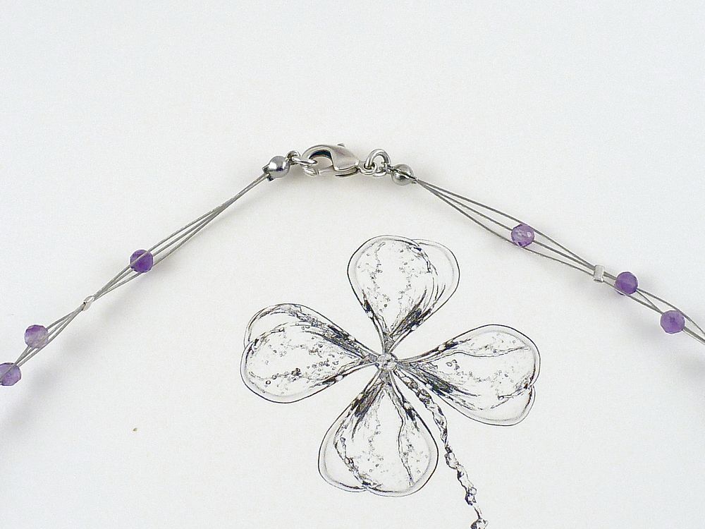 Halskette mit Amethyst Edelstein Perlen – Bild 3