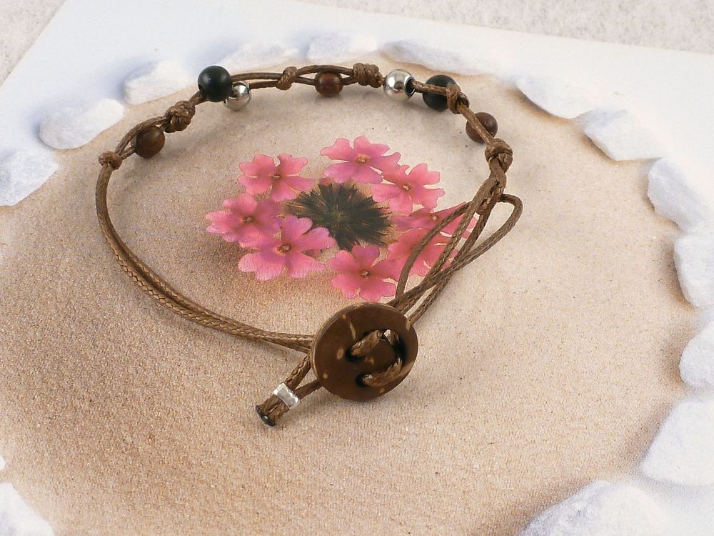 Armband mit Holzperlen verstellbar – Bild 4