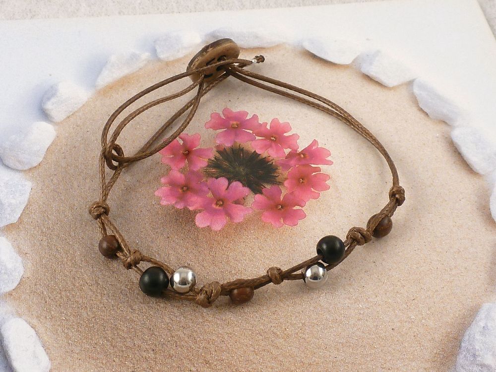 Armband mit Holzperlen verstellbar – Bild 3