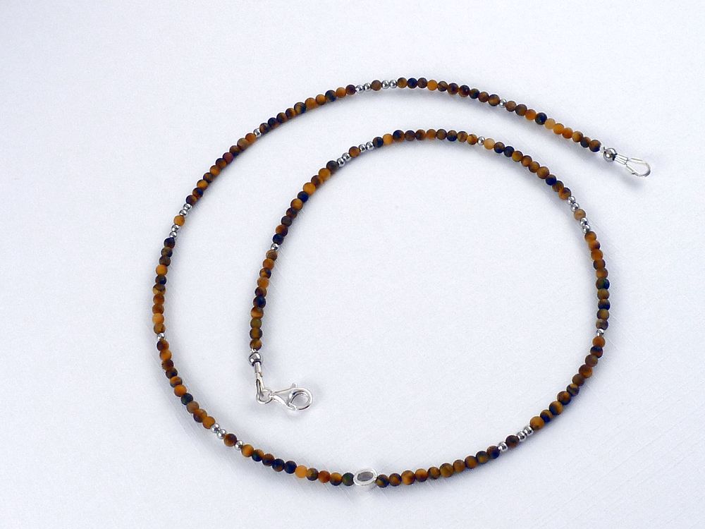 Halskette Edelstein Perlen Tigerauge – Bild 6