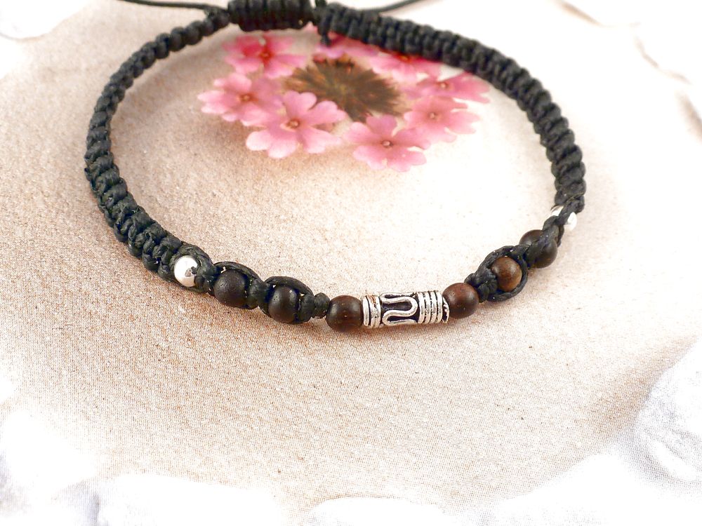 Armband Holzperlen Bali Perle 925 Silber – Bild 3