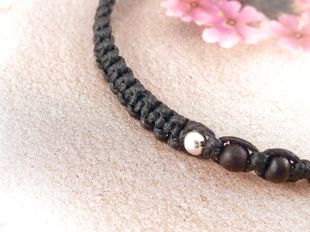 Armband Holzperlen Bali Perle 925 Silber – Bild 2