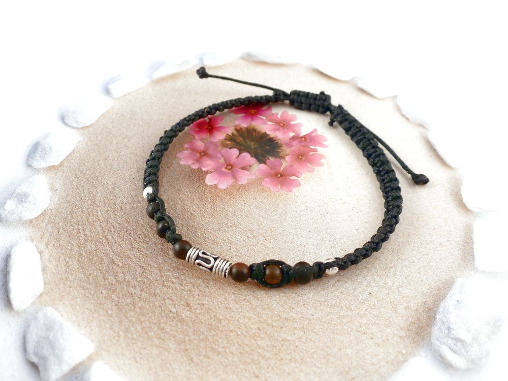 Armband Holzperlen Bali Perle 925 Silber