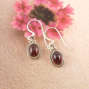 Ohrringe 925 Silber Edelstein Granat