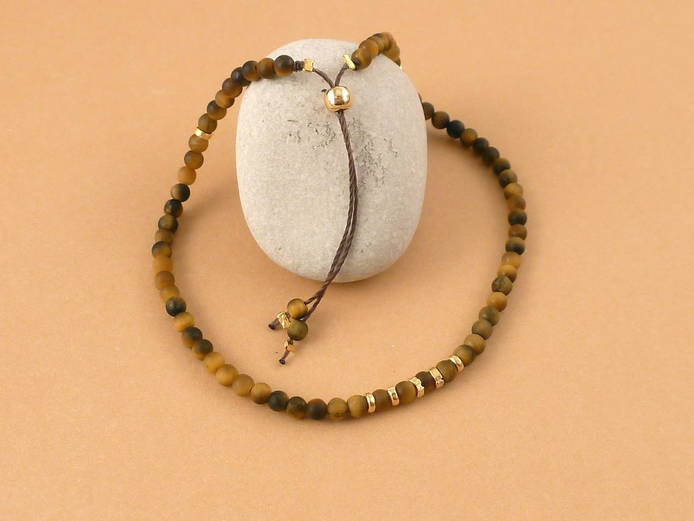 Armband Edelstein Perlen Tigerauge – Bild 7