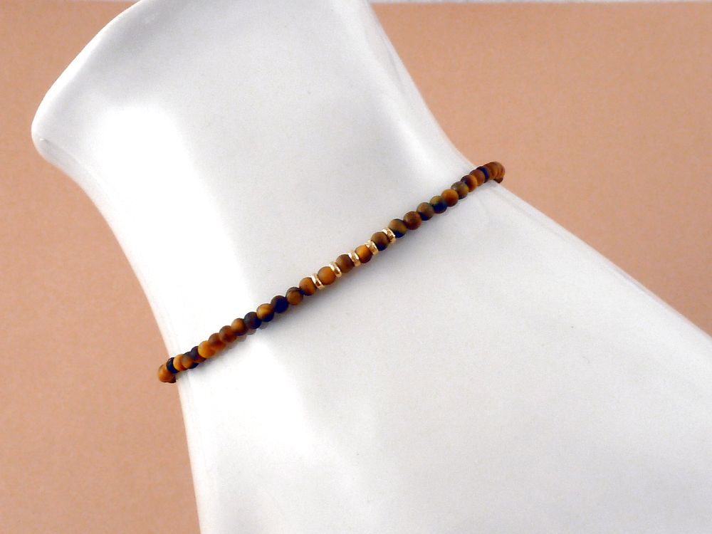 Armband Edelstein Perlen Tigerauge – Bild 3