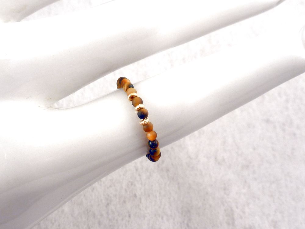 Tigerauge Ring mit vergoldeten Perlen – Bild 5