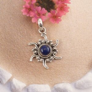 Anhänger 925 Sterling Silber Sonne mit Lapislazuli
